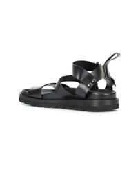 schwarze Ledersandalen von Ann Demeulemeester