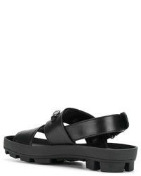 schwarze Ledersandalen von Gucci