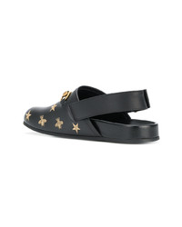 schwarze Ledersandalen von Gucci