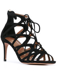 schwarze Ledersandalen von Aquazzura