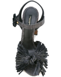 schwarze Ledersandalen von Dolce & Gabbana