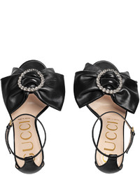 schwarze Ledersandalen von Gucci