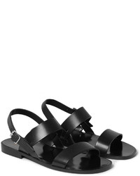 schwarze Ledersandalen von Saint Laurent