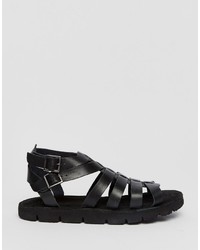 schwarze Ledersandalen von Dune