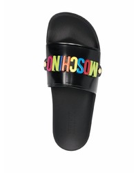 schwarze Ledersandalen von Moschino