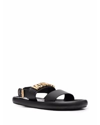 schwarze Ledersandalen von Moschino