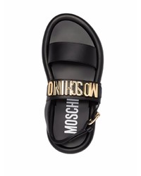 schwarze Ledersandalen von Moschino