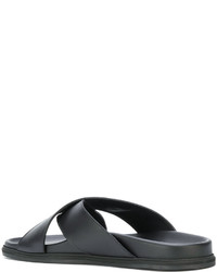 schwarze Ledersandalen von Emporio Armani