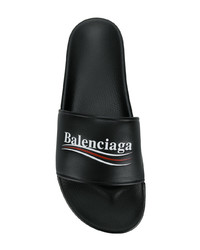 schwarze Ledersandalen von Balenciaga