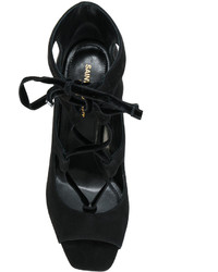 schwarze Ledersandalen von Saint Laurent