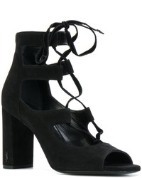 schwarze Ledersandalen von Saint Laurent