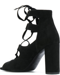 schwarze Ledersandalen von Saint Laurent