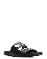 schwarze Ledersandalen von Fendi