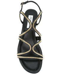 schwarze Ledersandalen von Jimmy Choo