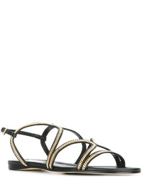 schwarze Ledersandalen von Jimmy Choo