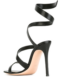 schwarze Ledersandalen von Gianvito Rossi