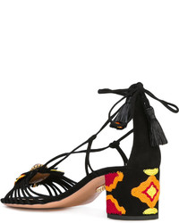 schwarze Ledersandalen von Aquazzura