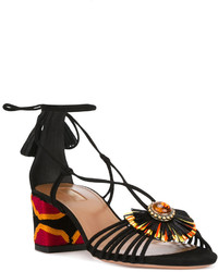 schwarze Ledersandalen von Aquazzura