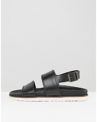 schwarze Ledersandalen von Asos