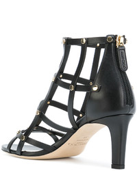 schwarze Ledersandalen von Jimmy Choo