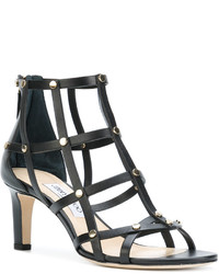 schwarze Ledersandalen von Jimmy Choo