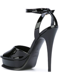 schwarze Ledersandalen von Saint Laurent