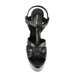 schwarze Ledersandalen von Saint Laurent