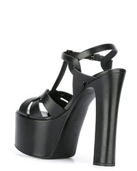 schwarze Ledersandalen von Saint Laurent