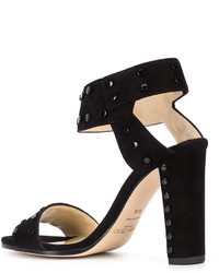 schwarze Ledersandalen von Jimmy Choo