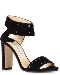 schwarze Ledersandalen von Jimmy Choo