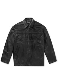 schwarze Shirtjacke aus Leder von Balenciaga