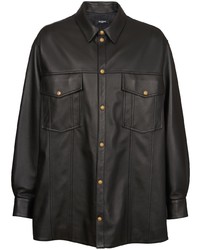 schwarze Shirtjacke aus Leder von Balmain