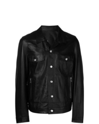 schwarze Shirtjacke aus Leder von Balmain