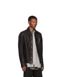 schwarze Shirtjacke aus Leder von Rick Owens