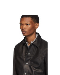 schwarze Shirtjacke aus Leder von Rick Owens