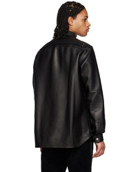 schwarze Shirtjacke aus Leder von Rick Owens