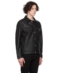 schwarze Shirtjacke aus Leder von Won Hundred