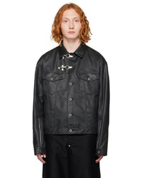 schwarze Shirtjacke aus Leder von Johnlawrencesullivan