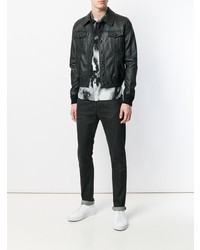 schwarze Shirtjacke aus Leder von Saint Laurent