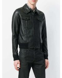 schwarze Shirtjacke aus Leder von Saint Laurent