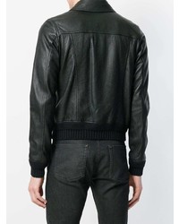 schwarze Shirtjacke aus Leder von Saint Laurent