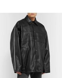 schwarze Shirtjacke aus Leder von Balenciaga