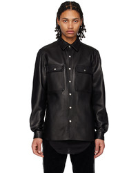 schwarze Shirtjacke aus Leder von Rick Owens