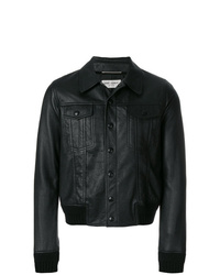schwarze Shirtjacke aus Leder von Saint Laurent