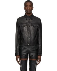 schwarze Shirtjacke aus Leder von Sean Suen
