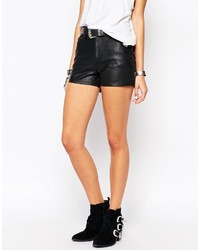 schwarze Ledershorts