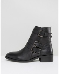 schwarze Lederstiefel von Asos