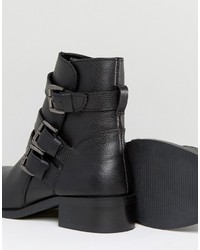 schwarze Lederstiefel von Asos