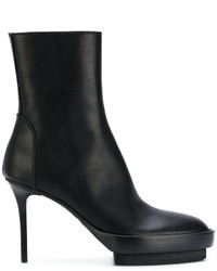 schwarze Lederstiefel von Ann Demeulemeester