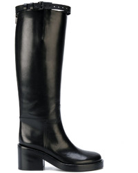 schwarze Lederstiefel von Ann Demeulemeester